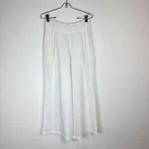 FAITHFULL THE BRAND 100% linen high rise wide leg pants white 3171
